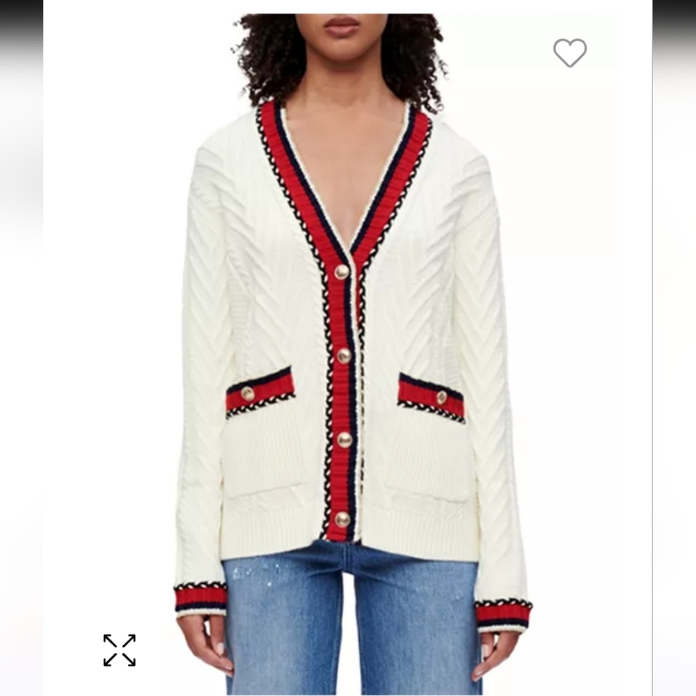 Maje Medi Contrast Stripe Braided Cardigan